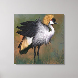 Impressão Em Tela Bonita Cinza Crowned Crane - Pintura Migra 