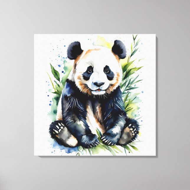Impressão Em Tela Bonita Watercolor Panda Bear (Frente)