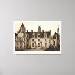 Impressão Em Tela Bonito Chateau Francês em Sepia Tones