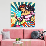 Impressão Em Tela Bonito dançando Salsa Pop Art<br><div class="desc">Linda mulher dançando Salsa em um estilo de banda desenhada de pop art. Arte artificial para aqueles que adoram dançar.</div>