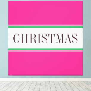 Impressão Em Tela Bonito Natal - "Trisos de Fita Verde Rosa"