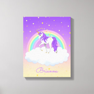 Impressão Em Tela Bonito Purple Sweet Dreams Rainbow Unicorn