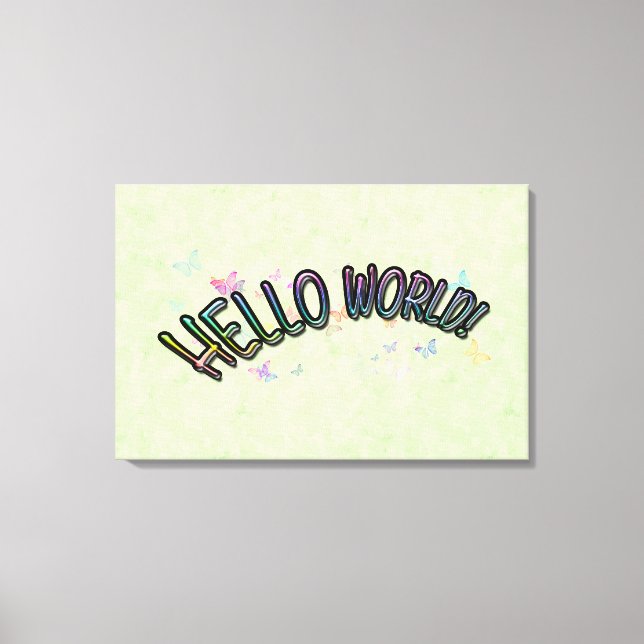 Impressão Em Tela Bonito Rainbow Hello World (Frente)