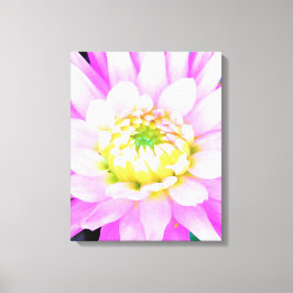 Impressão Em Tela Bonito rosa, branco e amarelo Cactus Dahlia Macro