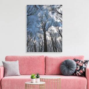 Impressão Em Tela Bonito Tulipa Árvores Poplares Céu Azul Nublado