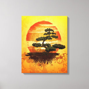 Impressão Em Tela Bonsai Tree Sunset