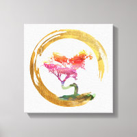Bonsai Tree. Zen Enso Circle. Arte de Aquarela