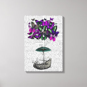 Impressão Em Tela Borboleta 2 Purple e Green