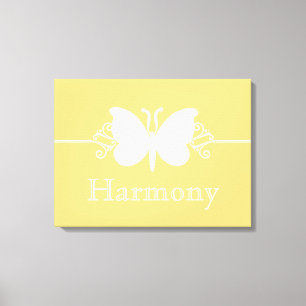 Impressão Em Tela Borboleta Amarela Suave Roda a Tela de Virtude