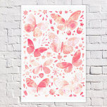 Impressão Em Tela Borboleta Aquarela Pêssego Coral Rosa<br><div class="desc">Pintura de borboletas cor de coral rosa e branca. Arte original de Nic Squirrell.</div>