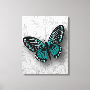 Impressão Em Tela Borboleta Branca de Cinza