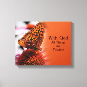 Impressão Em Tela Borboleta com Deus, citação inspiradora