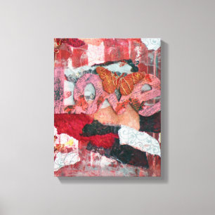 Impressão Em Tela Borboleta de Amor Vermelho Mistura Arte Mídia