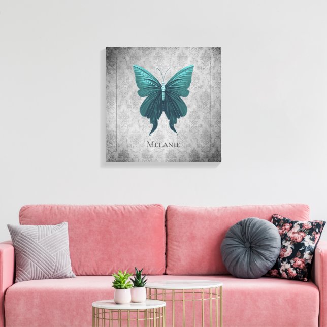 Impressão Em Tela Borboleta de Teal Jeweled (Insitu(Sala de estar))