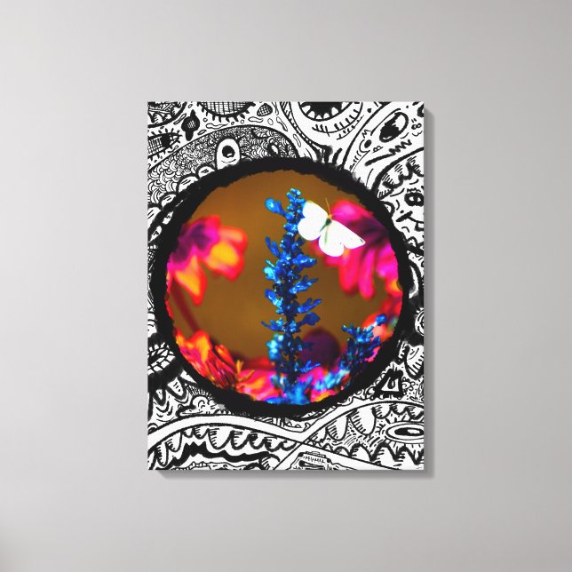 Impressão Em Tela Borboleta na Flor (Frente)