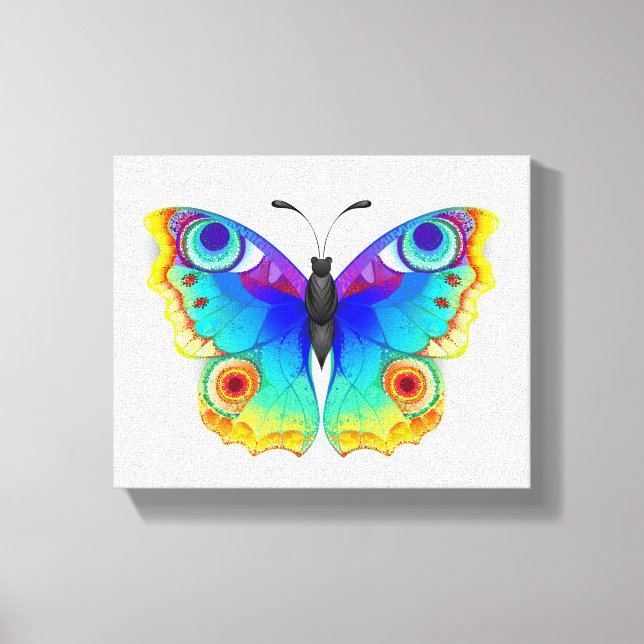 Impressão Em Tela Borboleta Pavão Olho Arco-íris (Frente)