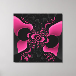 Impressão Em Tela Borboleta Preta e Rosa Fractal
