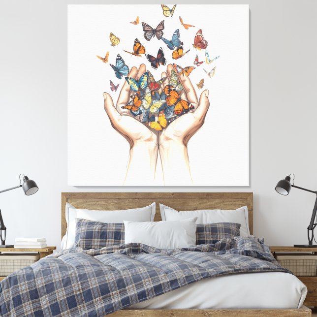 Impressão Em Tela Borboletas (Insitu(Quarto))