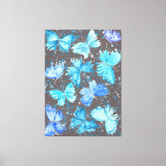 Impressão Em Tela Borboletas Aquarela Azul e Turquesa 1.