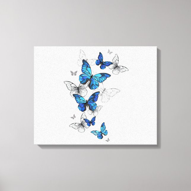 Impressão Em Tela Borboletas Azuis Morpho (Frente)
