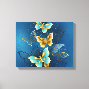 Impressão Em Tela Borboletas de ouro