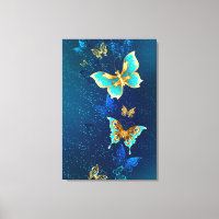 Borboletas de ouro em um fundo azul