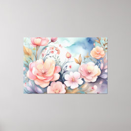 Impressão Em Tela Borboletas Florais Elegante Arte Aquarela