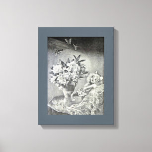 Impressão Em Tela Borboletas, vaso de flor, gato, Louis Wain