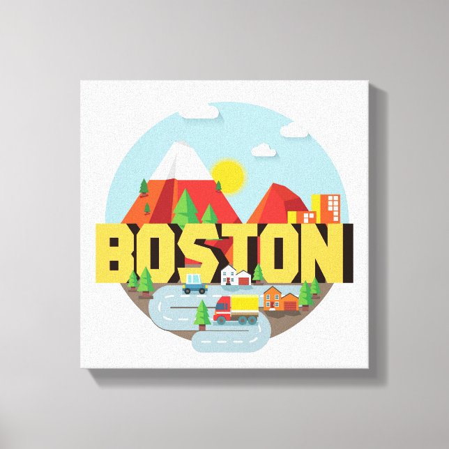 Impressão Em Tela Boston Como Destino (Frente)