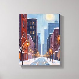 Impressão Em Tela Boston Inverno | Cidade de Massachusetts Aquarela