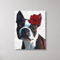 Boston Terrier com Rosa na cabeça