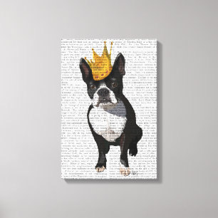 Impressão Em Tela Boston Terrier E Crown