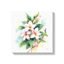 Impressão em Tela Botânica Floral Rosa em Aquarel