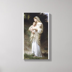 Impressão Em Tela Bouguereau do cordeiro do bebê de Madona da