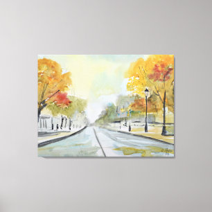 Impressão Em Tela Boulevard de Outono em Paris Expressionista