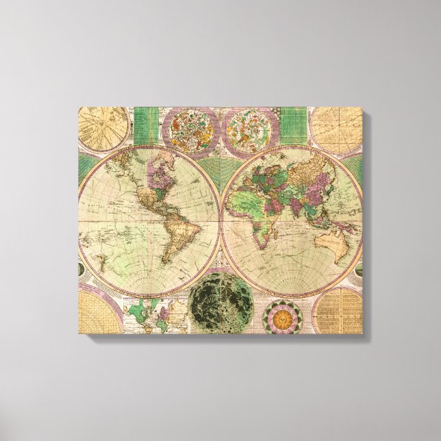Impressão Em Tela BOWLES Novo e preciso mapa do mundo discando (Frente)