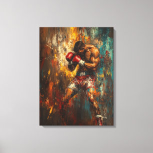 Impressão Em Tela Boxeador Abstrato em Ação - Arte Esportiva Poderos