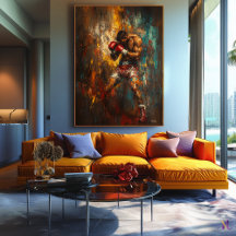 Boxeador Abstrato em Ação - Arte Esportiva Poderos
