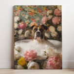 Impressão Em Tela Boxer Art | Tela de Arte do Banheiro Boxer<br><div class="desc">Arte com um belo Boxer desfrutando um cheio relaxante de bolhas e flores lindas. Este trabalho de arte charmoso adiciona um toque de calor e personalidade ao seu espaço,  fazer que ele se sinta mais convidativo e alegre.</div>