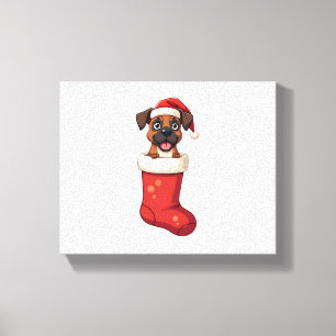 Impressão Em Tela Boxer Christmas Stocks dog