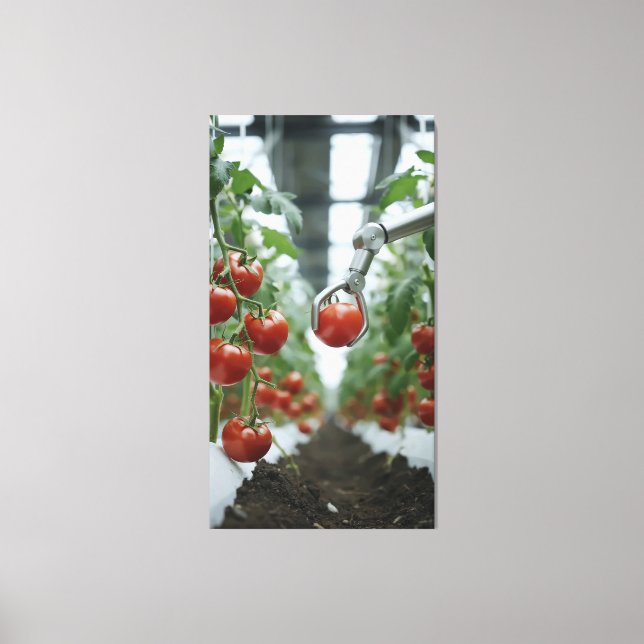 Impressão Em Tela Braços robóticos colhem precisamente tomates madur (Frente)