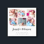 Impressão Em Tela Branca de Colagem de Fotos do Estado de Nascimento<br><div class="desc">Impressão de fotos do anúncio do parto,  perfeito para o pacote de alegria recém-nascido.</div>