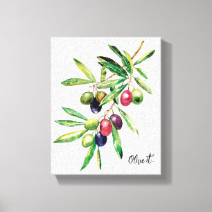 Impressão Em Tela Branch de Oliveiras de Aquarela
