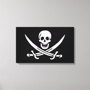 Impressão Em Tela Branco, Bandeira Pirata, Calico Jack, Caveira e Cu