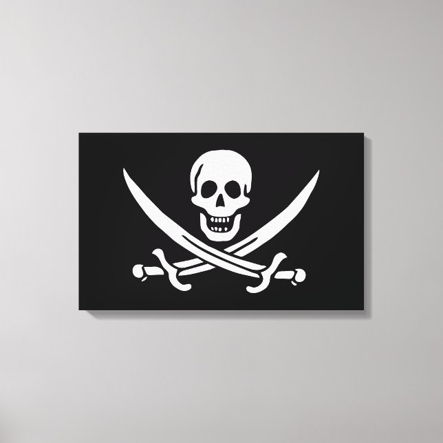 Impressão Em Tela Branco, Bandeira Pirata, Calico Jack, Caveira e Cu (Frente)