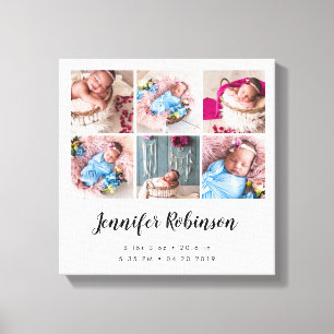 Impressão Em Tela Branco de Colagem de Fotos do Estado de Nascimento