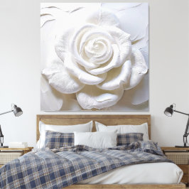 Impressão Em Tela Branco sobre Branco - Rosa Esculpida