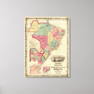 Impressão Em Tela Brasil, Argentine Republic, Paraguai, e Uruguai