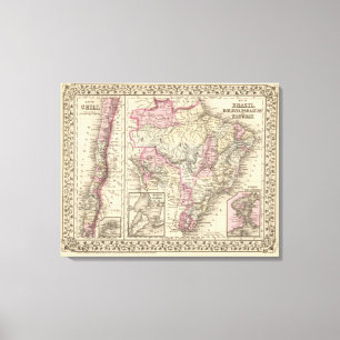 Impressão Em Tela Brasil, Bolívia, Paraguai, Uruguai