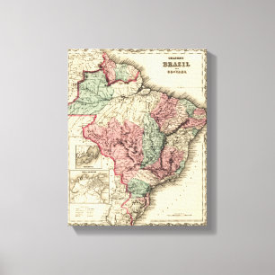 Impressão Em Tela Brasil e GuayanaPanoramic MapBrazil